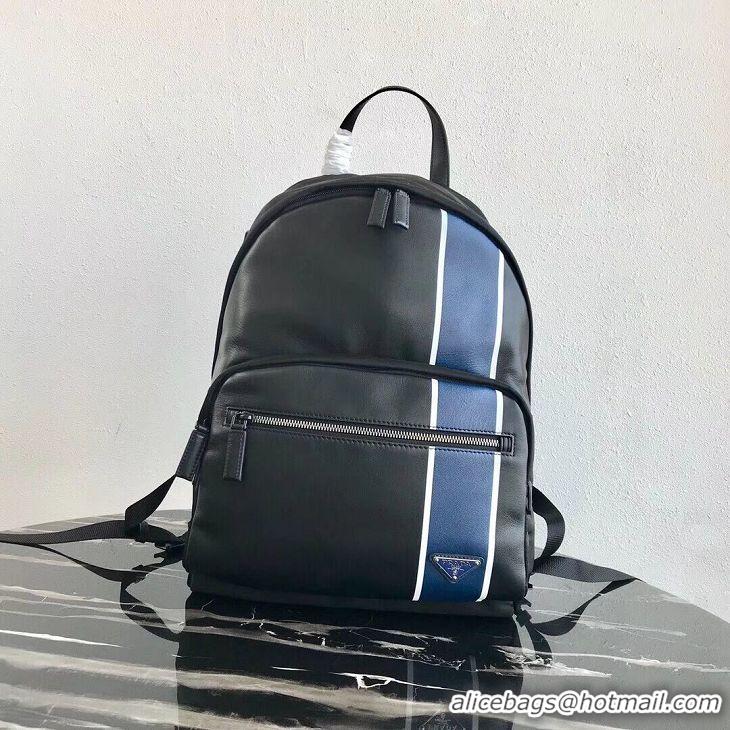 Well Crafted Prada Technical fabric and leather backpack 2VZ066 black&blue