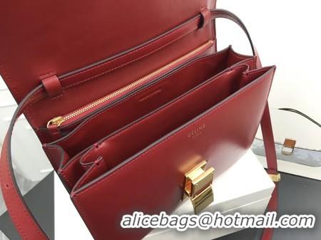 Inexpensive Celine Classic Box Flap Bag Original Calfskin Leather 3378 Red