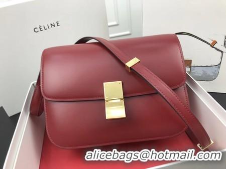 Inexpensive Celine Classic Box Flap Bag Original Calfskin Leather 3378 Red