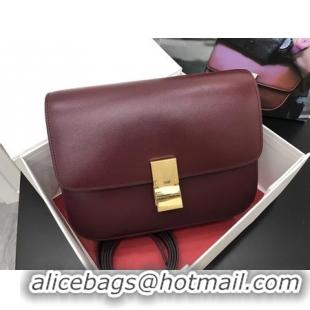 Discount Celine Classic Box Flap Bag Original Calfskin Leather 3378 Wine