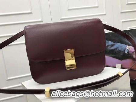 Discount Celine Classic Box Flap Bag Original Calfskin Leather 3378 Wine