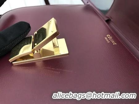 Discount Celine Classic Box Flap Bag Original Calfskin Leather 3378 Wine