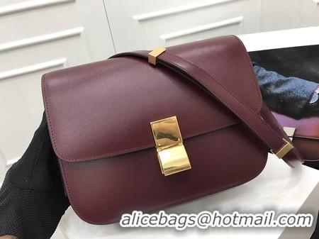 Discount Celine Classic Box Flap Bag Original Calfskin Leather 3378 Wine