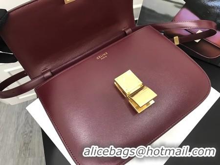 Discount Celine Classic Box Flap Bag Original Calfskin Leather 3378 Wine