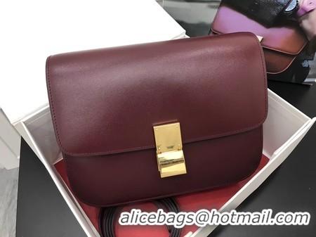 Discount Celine Classic Box Flap Bag Original Calfskin Leather 3378 Wine