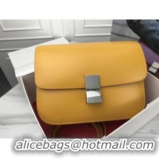 Low Price Celine Classic Box Flap Bag Original Calfskin Leather 3378 Yellow