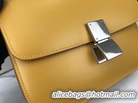 Low Price Celine Classic Box Flap Bag Original Calfskin Leather 3378 Yellow