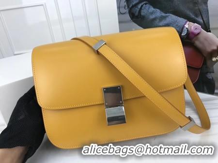 Low Price Celine Classic Box Flap Bag Original Calfskin Leather 3378 Yellow