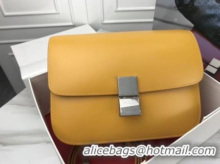 Low Price Celine Classic Box Flap Bag Original Calfskin Leather 3378 Yellow