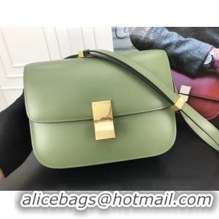 New Style Celine Classic Box Flap Bag Original Calfskin Leather 3378 Green