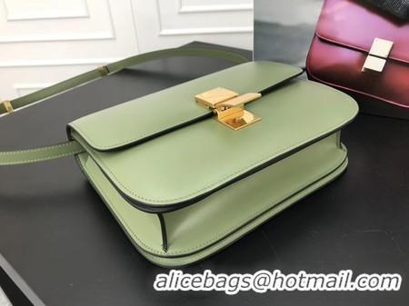 New Style Celine Classic Box Flap Bag Original Calfskin Leather 3378 Green