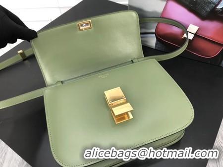 New Style Celine Classic Box Flap Bag Original Calfskin Leather 3378 Green