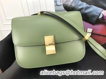 New Style Celine Classic Box Flap Bag Original Calfskin Leather 3378 Green