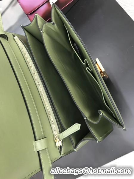 New Style Celine Classic Box Flap Bag Original Calfskin Leather 3378 Green