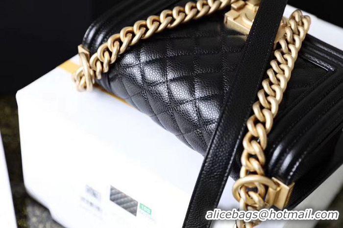 Low Cost Chanel Le Boy Flap Shoulder Bag Original Cavier Leather A67085 Black Gold Buckle