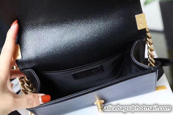 Low Cost Chanel Le Boy Flap Shoulder Bag Original Cavier Leather A67085 Black Gold Buckle