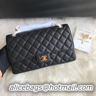 Famous Faux Chanel Double Flaps Bags Black Original Caviar Leather A36097 Gold