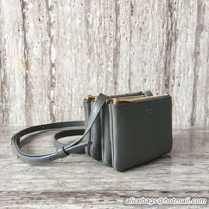 Affordable Price Celine TRIO BAG IN SMOOTH LAMBSKIN MINI 1920 grey