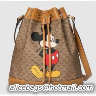 Well Crafted Gucci Disney x Mickey Mouse Small Bucket Bag 602691 Brown