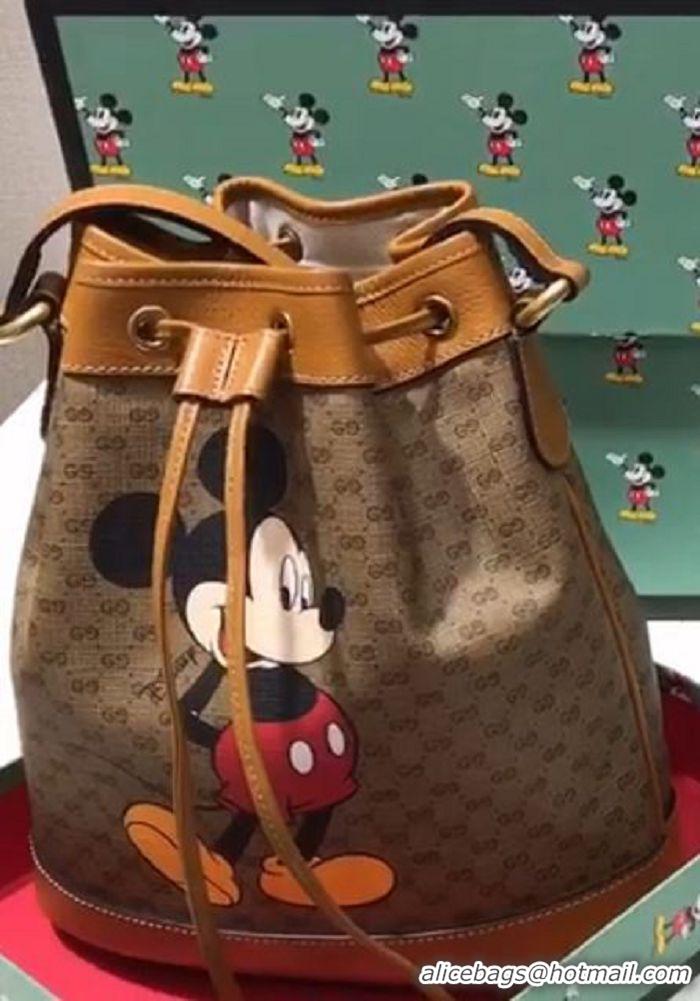 Well Crafted Gucci Disney x Mickey Mouse Small Bucket Bag 602691 Brown