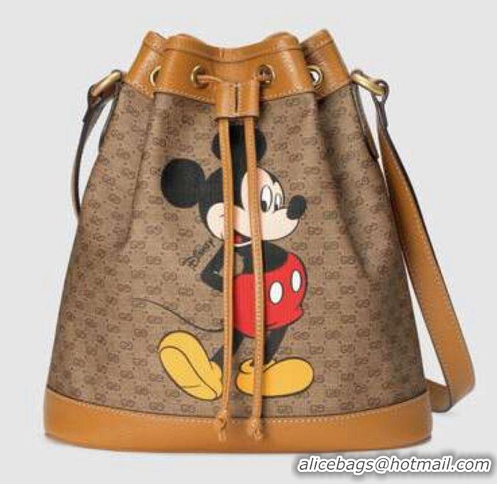 Well Crafted Gucci Disney x Mickey Mouse Small Bucket Bag 602691 Brown