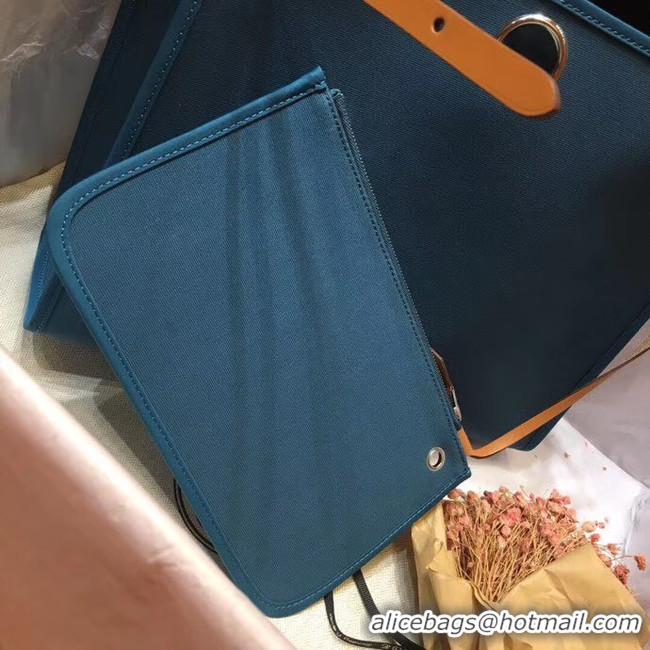 Unique Discount Hermes Herbag 31CM Original Canvas Leather & Calfskin 45987 Blue&Apricot