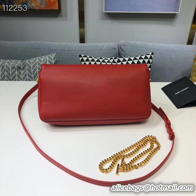 Low Cost Yves Saint Laurent Calfskin Leather Shoulder Bag 604276 red