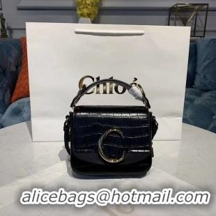 Chloe Original Crocodile skin Leather Top Handle Small Bag 3S030 Black