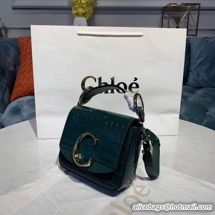 Modern Classic Chloe Original Crocodile skin Leather Top Handle Small Bag 3S030 Green