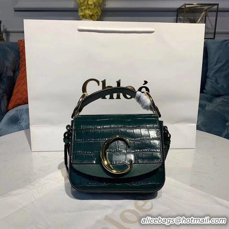 Modern Classic Chloe Original Crocodile skin Leather Top Handle Small Bag 3S030 Green