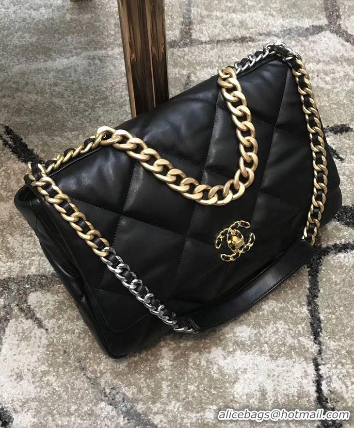 Grade Quality Chanel 19 Maxi Leather Flap Bag AS1162 Black