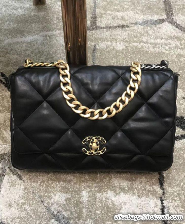 Grade Quality Chanel 19 Maxi Leather Flap Bag AS1162 Black