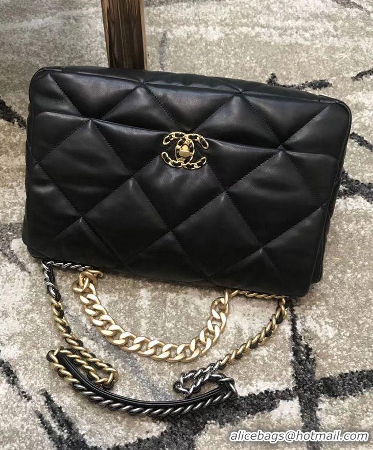 Grade Quality Chanel 19 Maxi Leather Flap Bag AS1162 Black