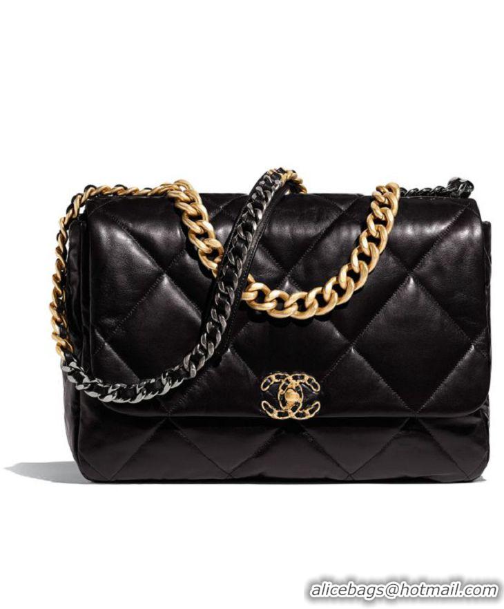 Grade Quality Chanel 19 Maxi Leather Flap Bag AS1162 Black