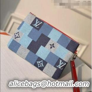 Good Quality Louis Vuitton Damier Monogram Denim Canvas City Pouch M68761 Blue/Red