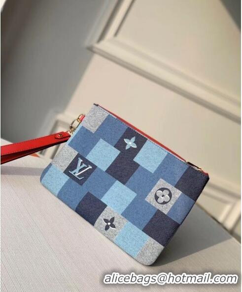 Good Quality Louis Vuitton Damier Monogram Denim Canvas City Pouch M68761 Blue/Red