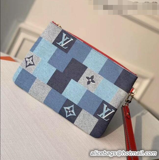 Good Quality Louis Vuitton Damier Monogram Denim Canvas City Pouch M68761 Blue/Red