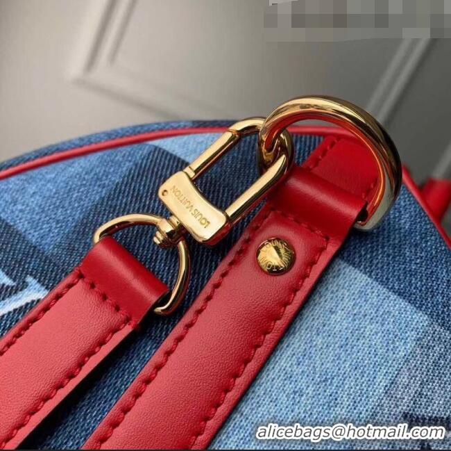 Discount Louis Vuitton Speedy Bandoulière 30 in Damier Monogram Denim Canvas M45041 Blue/Red