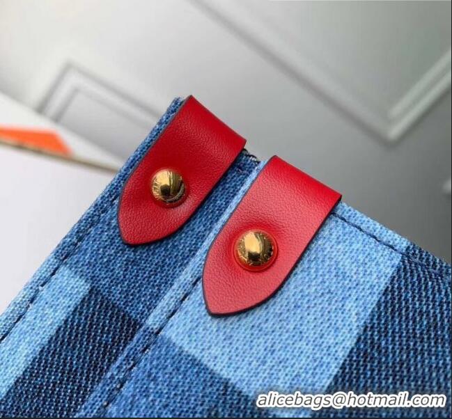 Fashion Discount Louis Vuitton Monogram Damier Denim Canvas Onthego Tote Bag M44992 Blue/Red