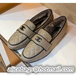 Super Chanel Quilted Lambskin and Wool Flat Loafers Gray 2019 (SIYA-9102440 )