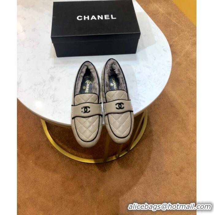 Super Chanel Quilted Lambskin and Wool Flat Loafers Gray 2019 (SIYA-9102440 )