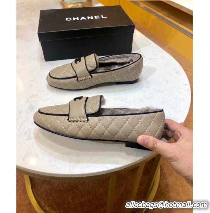 Super Chanel Quilted Lambskin and Wool Flat Loafers Gray 2019 (SIYA-9102440 )