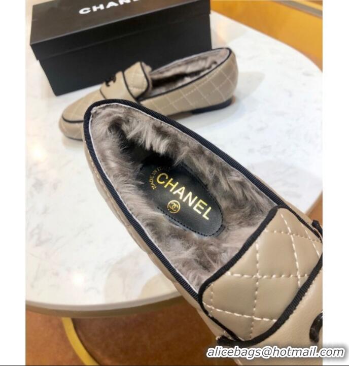 Super Chanel Quilted Lambskin and Wool Flat Loafers Gray 2019 (SIYA-9102440 )