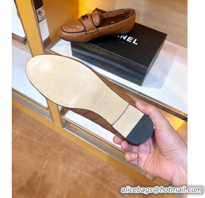 Youthful Chanel Quilted Lambskin and Wool Flat Loafers Brown 2019 (SIYA-9102441 )