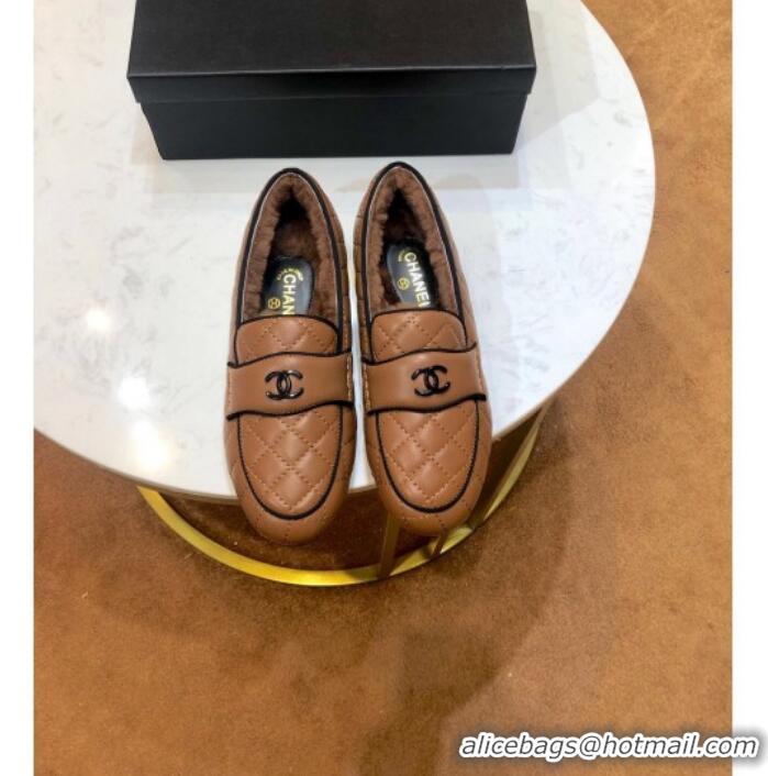 Youthful Chanel Quilted Lambskin and Wool Flat Loafers Brown 2019 (SIYA-9102441 )