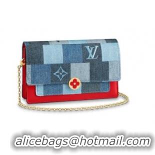 New Style Louis vuitton Monogram Denim Canvas original FLORE Denim Chain bag M69036