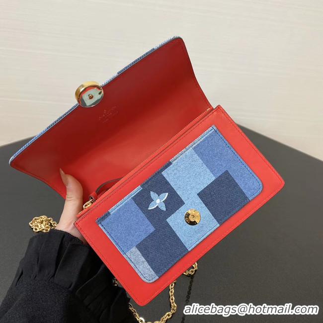 New Style Louis vuitton Monogram Denim Canvas original FLORE Denim Chain bag M69036