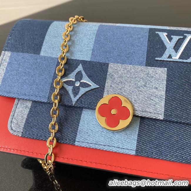 New Style Louis vuitton Monogram Denim Canvas original FLORE Denim Chain bag M69036