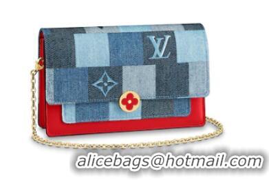 New Style Louis vuitton Monogram Denim Canvas original FLORE Denim Chain bag M69036