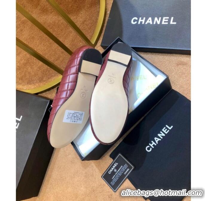 Top Grade Chanel Quilted Lambskin and Wool Flat Loafers Burgundy 2019 (SIYA-9102443 )